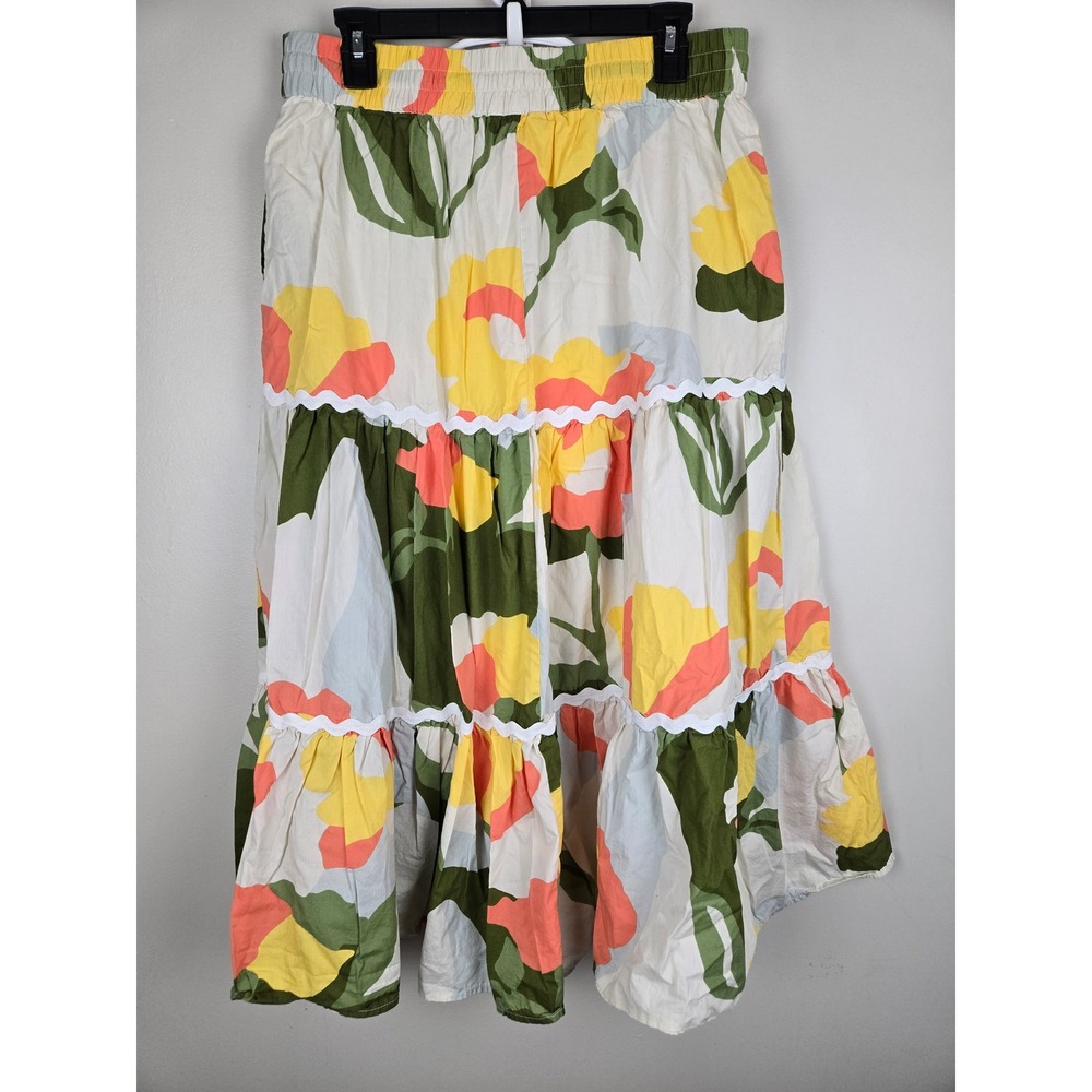 CeCe Womens Floral 2 Piece Set Crop Top Tiered Maxi Skirt Multicolor Size M - Picture 8 of 16
